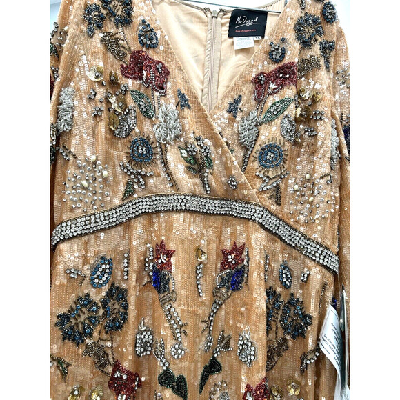 Mac Duggal 93546 Size 14 Beaded Sequin Long Bishop Sleeve Evening Dress NWT FLAW - Picture 6 of 16